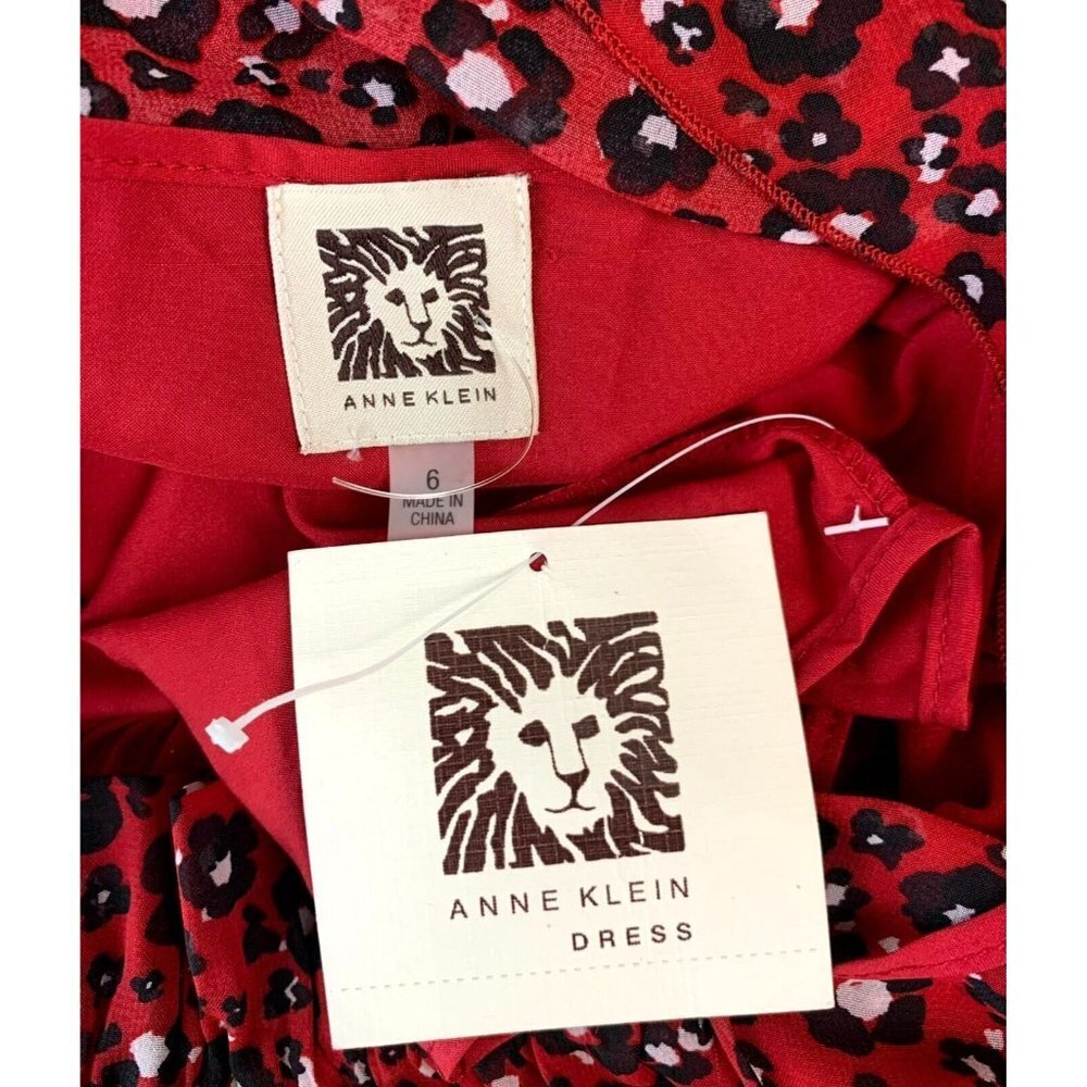 Anne Klein Midi Dress Size 6 Barn Red Combo Sleeveless Shift Side Zip Women New - Picture 9 of 11
